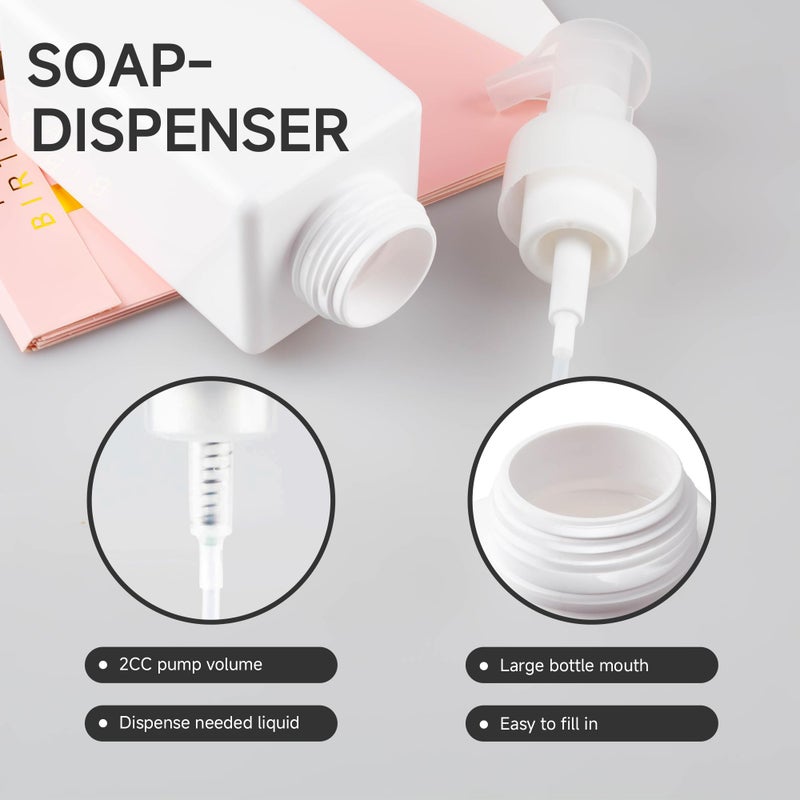 ZEJIA 15OZ Foaming Soap Dispenser, 2-Pack Plastic Hand Soap Dispenser, Refillable Leakproof Foam Pump Bottle with Waterproof Labels, for Shampoo, Body Wash - Image 5